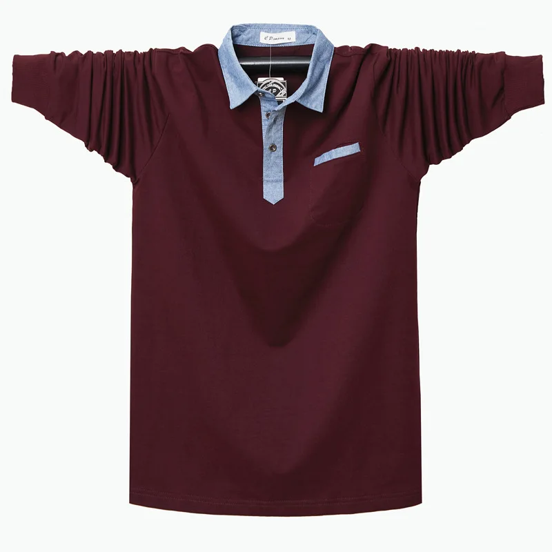 2020 ny stil, mænds polo shirt, casual, bomuld, efterår, med lange ærmer, revers stor størrelse polo shirt 5XL 6XL Mærke mænds tøj