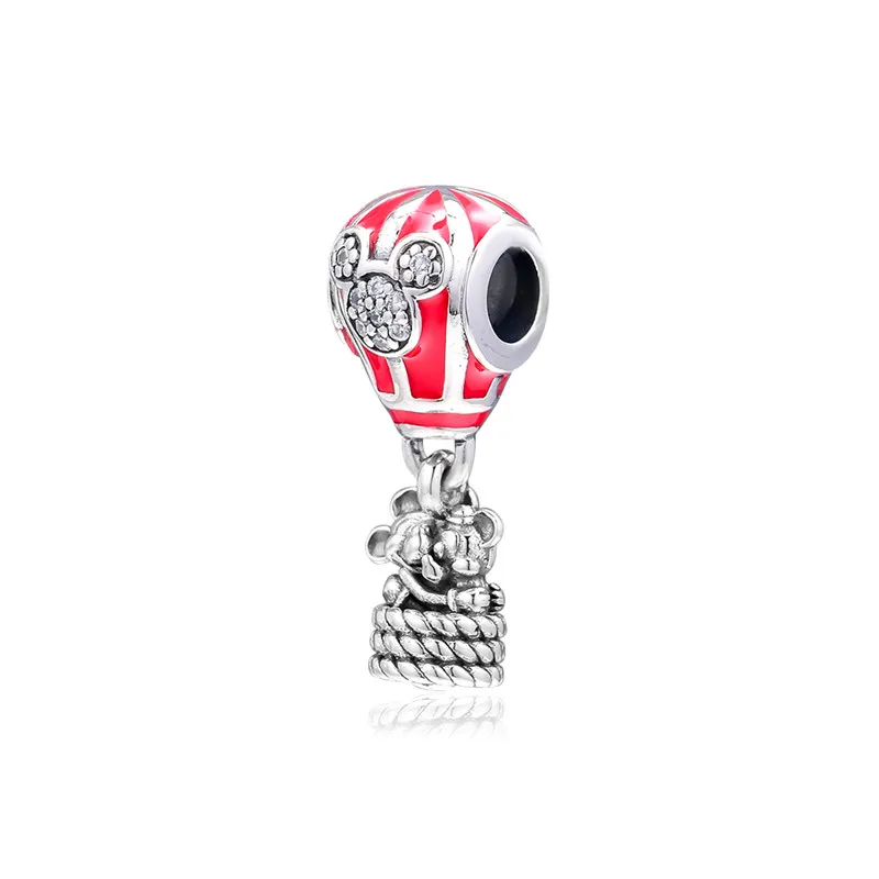 Red hot air balloon Charms Til Kvinde DIY Passer Oprindelige 925 Sølv Armbånd Fashion Sølv Perler Til smykkefremstilling