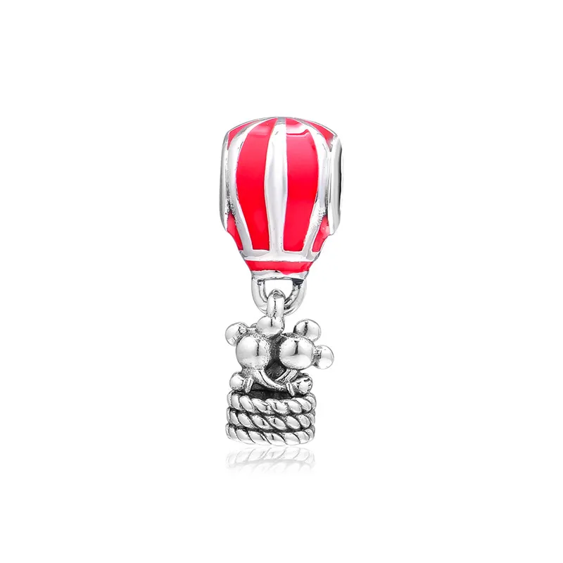 Red hot air balloon Charms Til Kvinde DIY Passer Oprindelige 925 Sølv Armbånd Fashion Sølv Perler Til smykkefremstilling