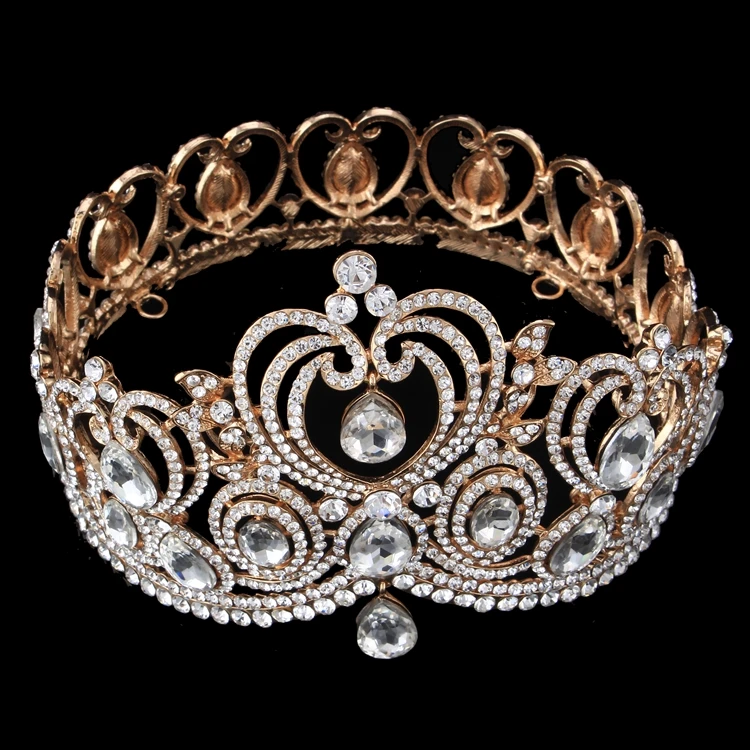Europæisk stil vintage Barok farve gylden/sølv Rhinestone krone for Brude hoved Ornament