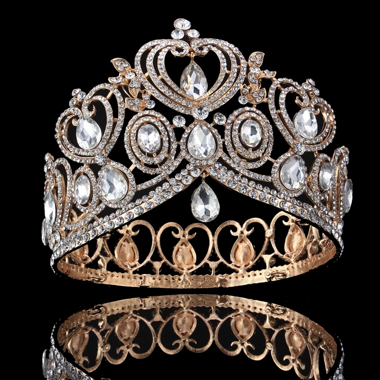 Europæisk stil vintage Barok farve gylden/sølv Rhinestone krone for Brude hoved Ornament