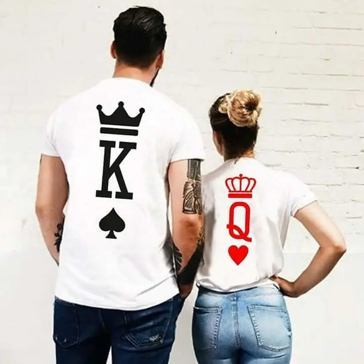 Om sommeren Elsker Tees Poker Grafisk Kongen og Dronningen Tumblr Sjove Streetwear T-Shirt Kvinder, Par T-shirt Tøj