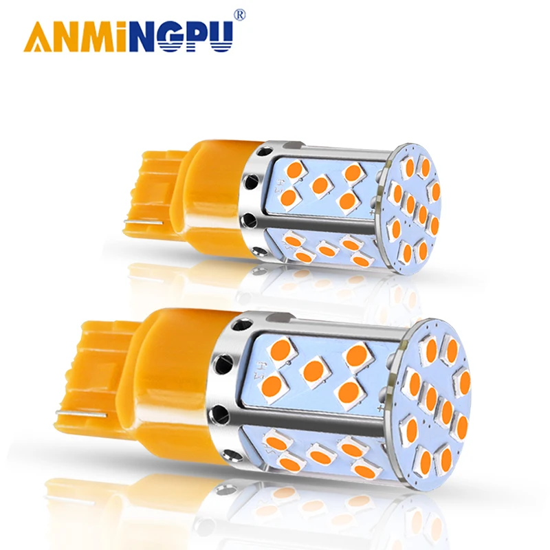 ANMINGPU 2x Signal Lampe T20 7440 W21W LED 7443 W21/5W Canbus 3030SMD T25 3157 Led 3156 P27/7W P27W stoplys blinklys Lys