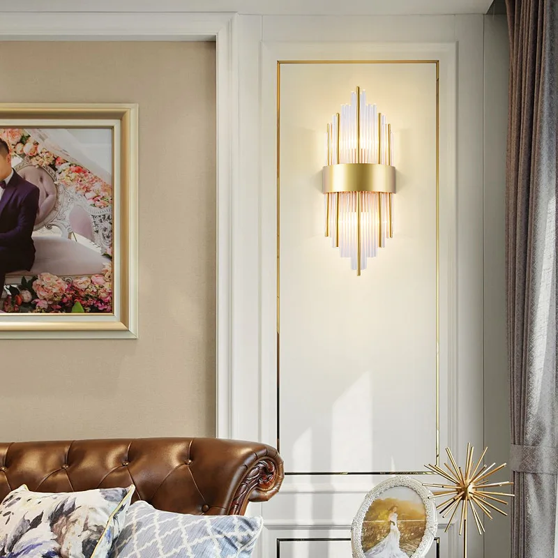 Europa luksus gyldne væglampe foyer dekoration hotel soveværelse sconce lampe postmoderne midtergangen veranda korridor belysning