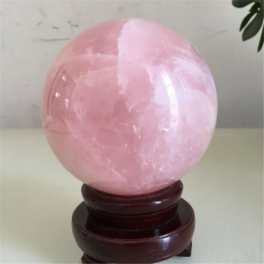75mm1PCS Fremragende Bryllup Indretning 45mm Healing Krystal Naturlige Pink Rose Kvarts Ædelsten Bolden Divination Sfære Samling