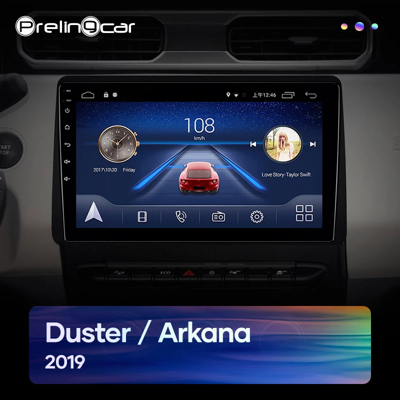 Prelingcar Android 10.0 2 din Bil DVD-Radio Mms Video-Afspiller, GPS-Navigation Til Renault-fabrikken Arkana 2019 Octa-Core