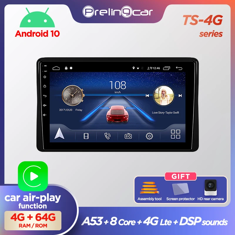 Prelingcar Android 10.0 2 din Bil DVD-Radio Mms Video-Afspiller, GPS-Navigation Til Renault-fabrikken Arkana 2019 Octa-Core