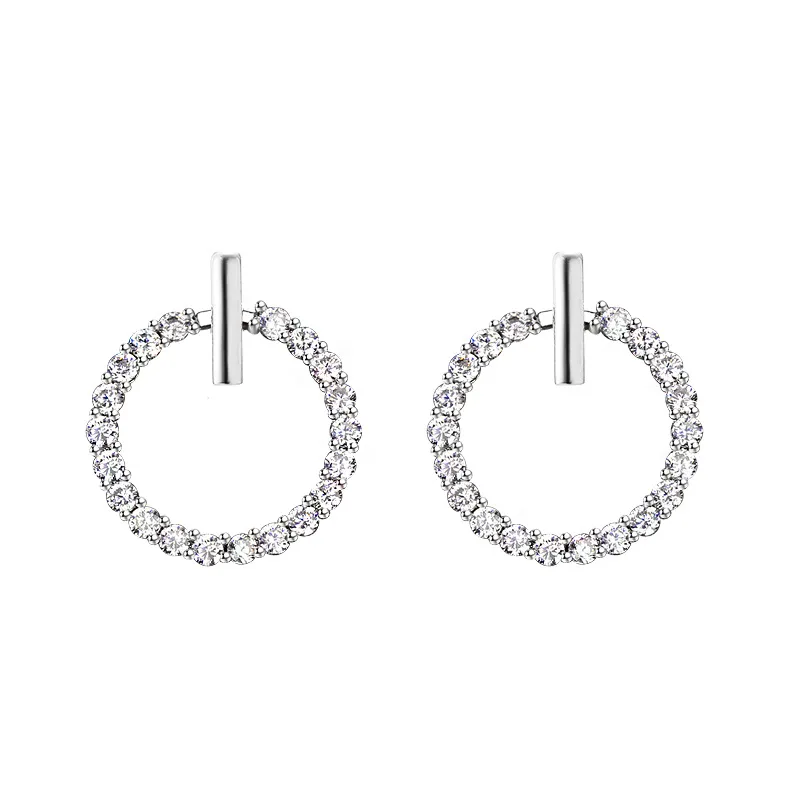 S925 sterling sølv øreringe med bohimia mode cirkel indlagt rhinestone øreringe personlighed, temperament kvindelige øreringe