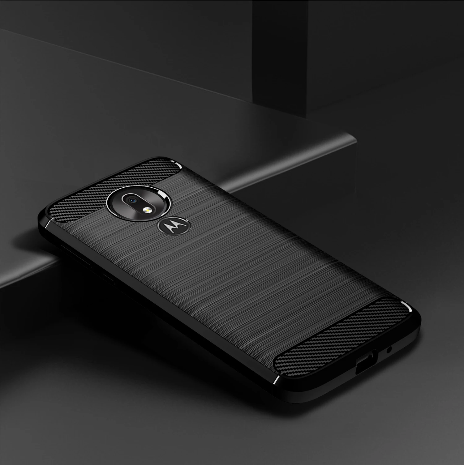 Motorola Moto G7 magt Tilfælde Black (Sort), carbon-serien, caseport