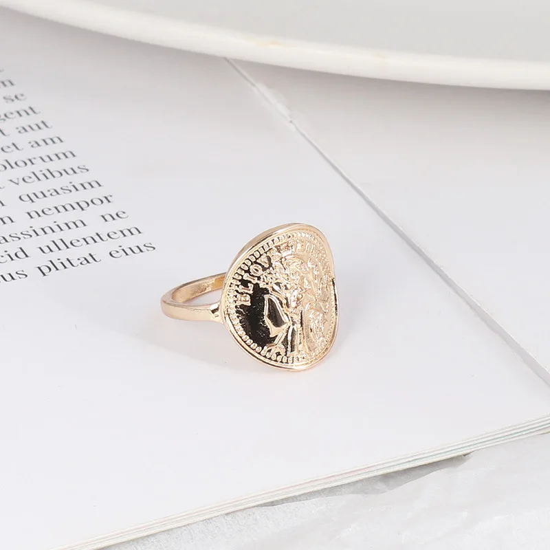 Mønt Form aluminium Stel Ringe Mode Indre Dia 1,7 cm Guld Farve Ring Brincos Pendientes Smykker til Kvinder