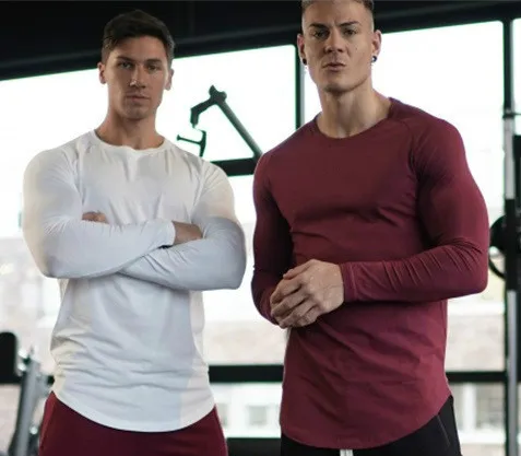Efteråret Shirt langærmet t-shirt til Mænd Solid Farve Mænd T-Shirt Træning Shirts Jogger Fitness-Bodybuilding Undertøj Shirt
