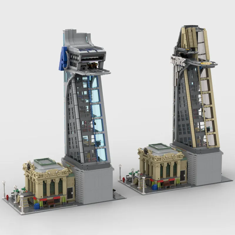 DIY Superhelte Tower Stark Tower City Street View Arkitektur Model MOC byggesten Mursten Kids Legetøj Fødselsdag Gave