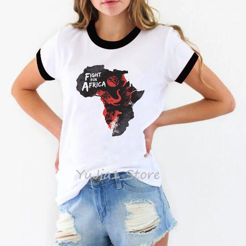Nyhed Afrika Kort tee kærlighed hjem udskrive grafiske T-shirts til Kvinder Black queen Hip hop Melanin shirt kvinde Sjove tshirt Engros
