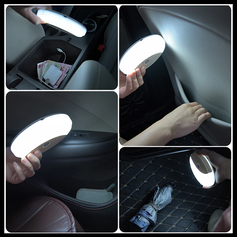 Universal Portable Bilens Tag Loft-Dome Læsning Lys Magnetiske LED-Lampe USB-Opladning, Hvid&Blå Lys Farve Læsning Lys
