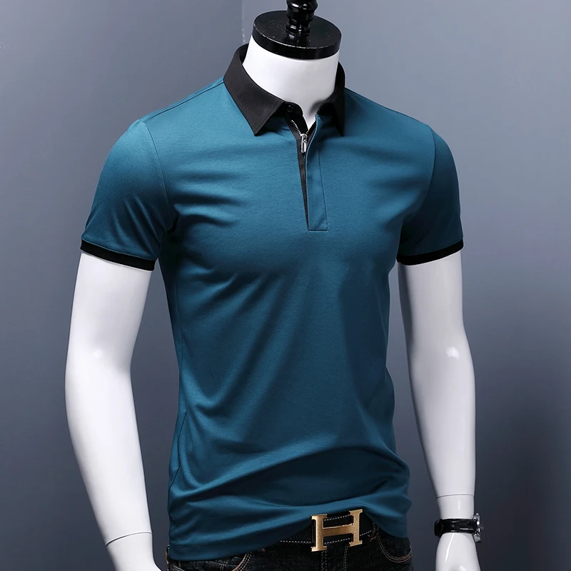 Mænd Polo Smart Casual Mænds Kortærmet Polo Shirt I Kontrast Farve Polo Sommer Bomuld Tøj Plus Size Mænd Toppe