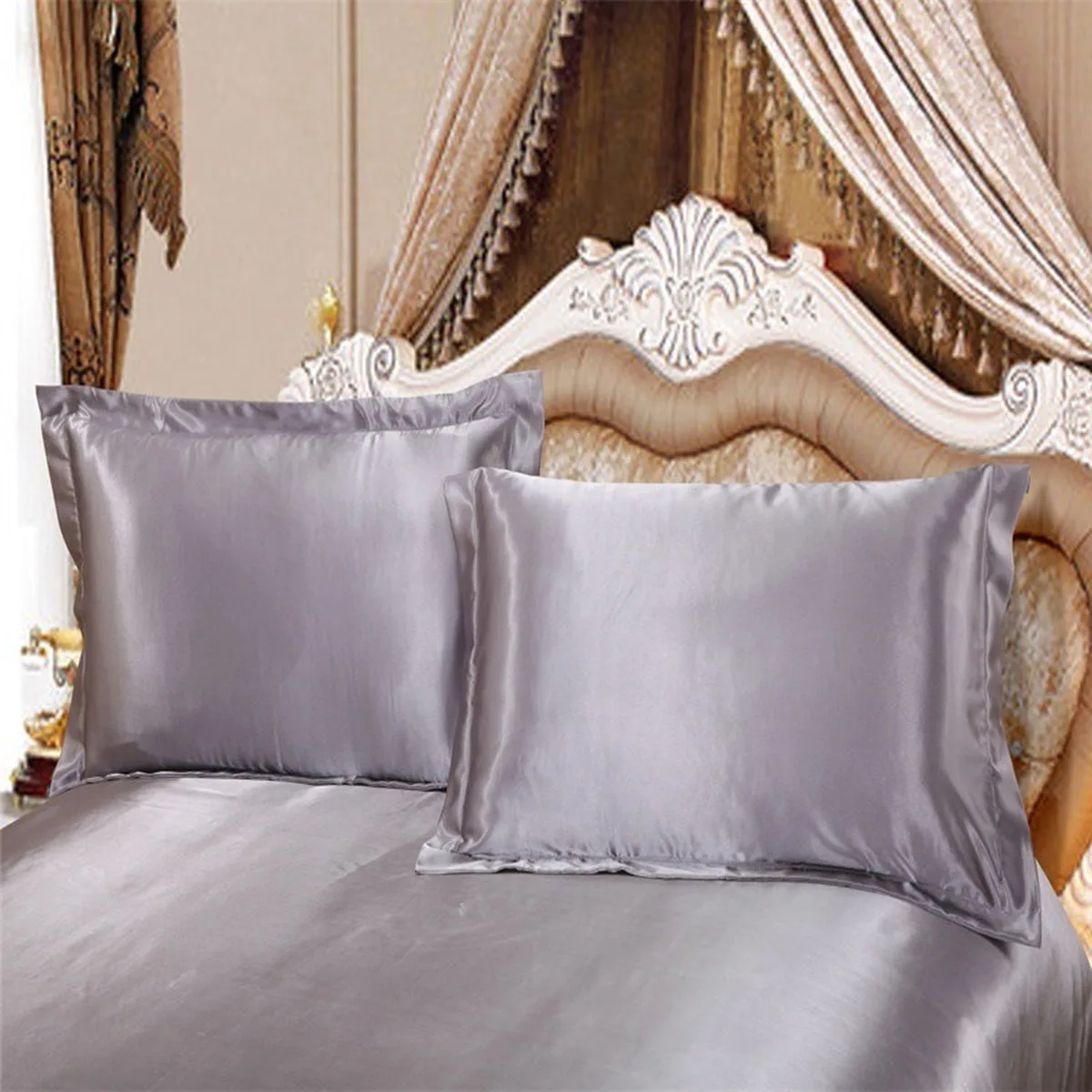 VARMT! ren silke satin sengetøj sæt,boligtekstiler King seng,sengetøj,dyne dækker fladskærms-ark, pudebetræk og lagner