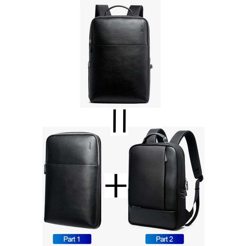 BOPAI Stor Kapacitet Mænd rejsetasker Aftagelig 15.6 Tommer Laptop Rygsæk med de Vigtigste Taske til Mænd Business Læder Back Pack
