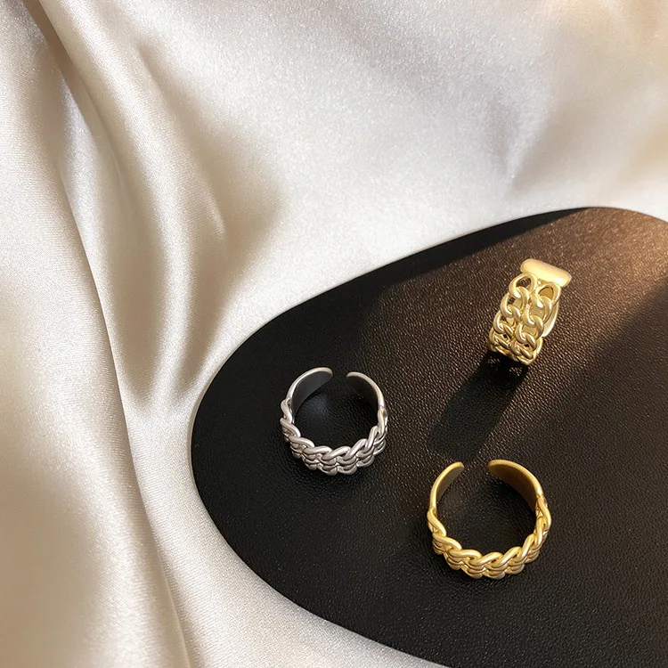 Vintage Multi Layer Kæde Titanium Stål Ring i Dobbelt Lag Hule Ringe, Kvinder og Pige Trendy Enkle Smykker