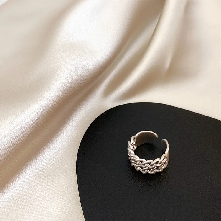 Vintage Multi Layer Kæde Titanium Stål Ring i Dobbelt Lag Hule Ringe, Kvinder og Pige Trendy Enkle Smykker