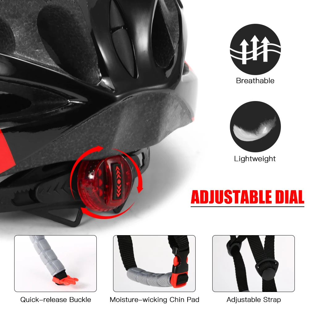 Lixada Letvægts cykelhjelm Visor LED-Lys-I-formen Bike Cykling Hjelm Sport Beskyttende Hjelm, Cykel Hjelme Sikkerhed