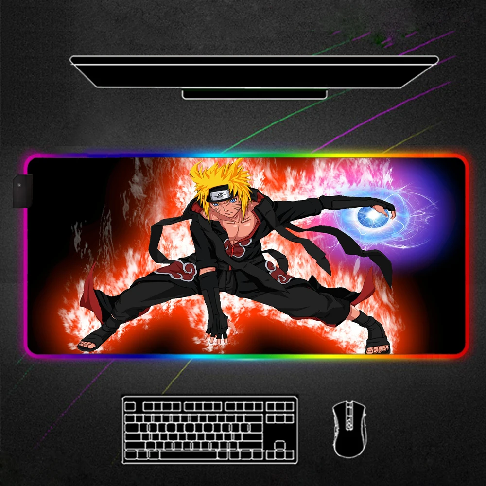 Naruto Rgb Tæppe Førte Pad Cool musemåtte Skrivebord med Baggrundslys Deco-Gaming Gloway musemåtten Computer Tæppe Gamer Mousemat Xxl Pads