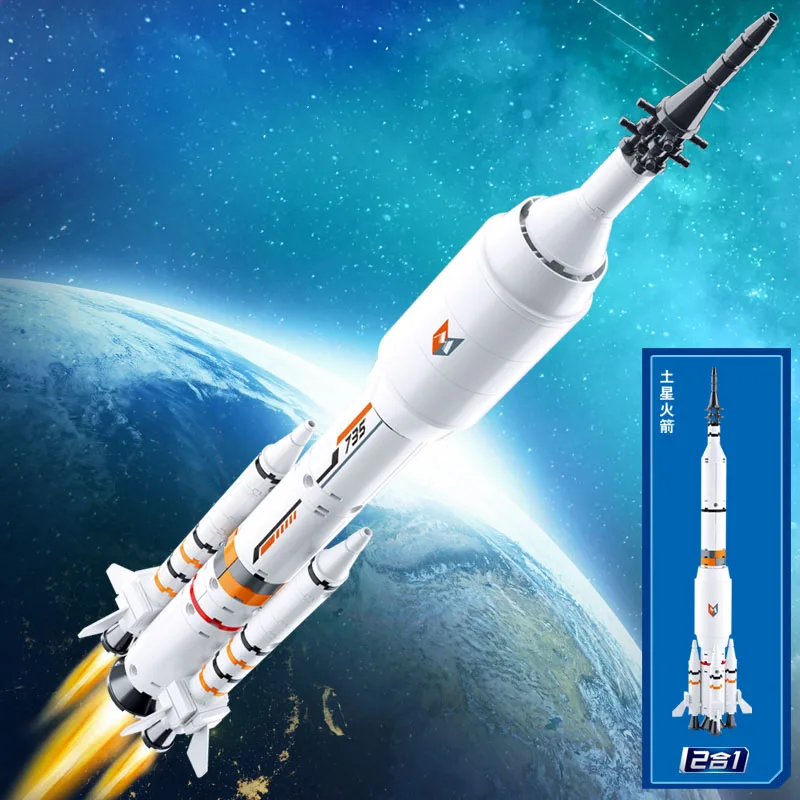 Space Station Raket Kompatibel lunar lander Rumskib Space Shuttle Skib Tal Model byggesten Mursten legetøj