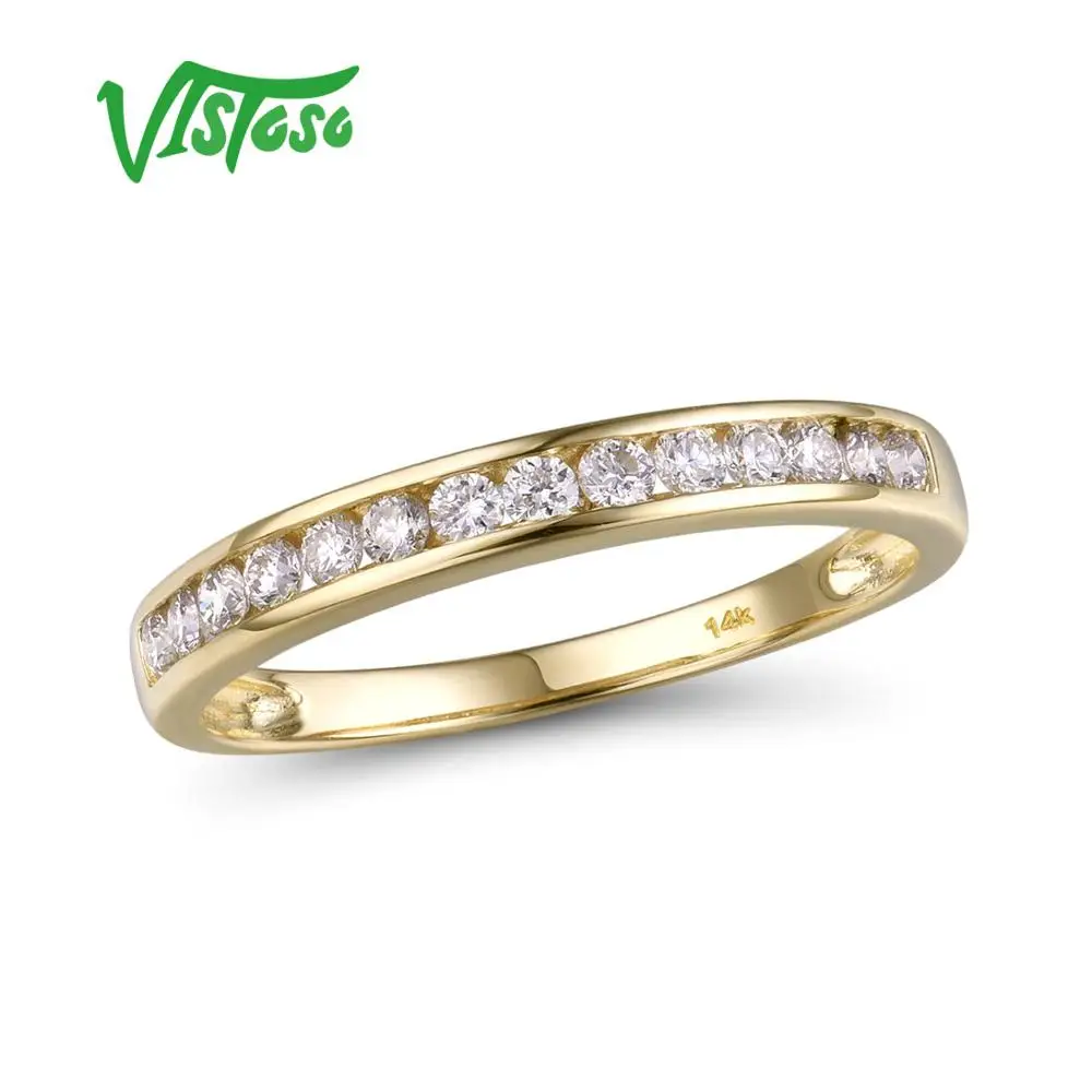 VISTOSO Guld Ring For Kvinder Ægte 14K 585 Guld Ring Sparkling Diamond Lover forlovelsesringe Jubilæum Fine Smykker
