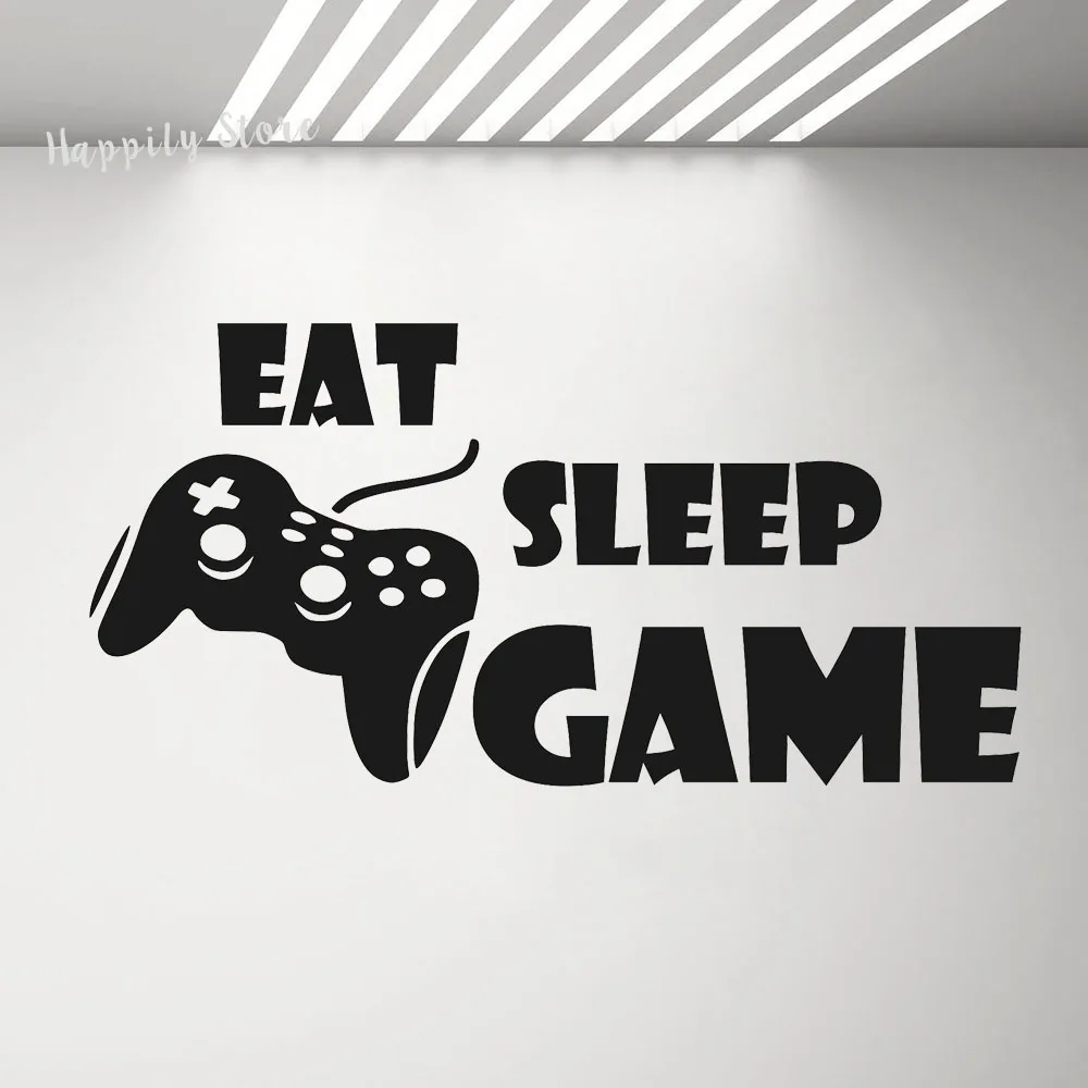 Eat Sleep Spil Decal Wall Art Gaming Værelse vægdekoration Plakater, Klistermærker Mand Cave PS4 og Xbox Drenge Soveværelse Indretning PVC Mærkat G848