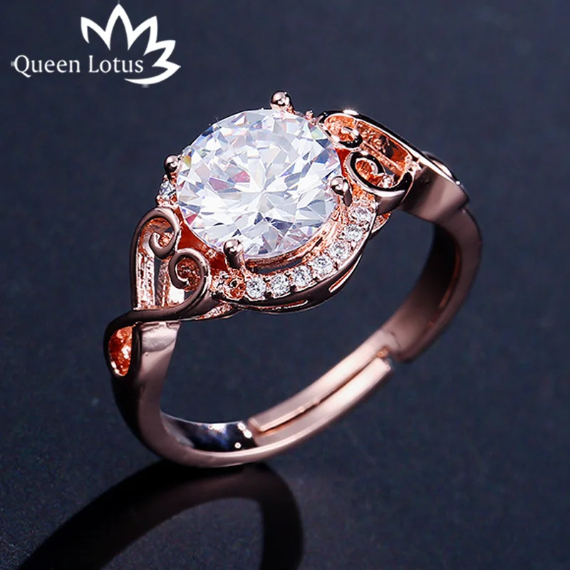 Queen Lotus Fashion Kvinder Ringe Charmerende Luksus Cubic Zirconia Ring Krystal Ringe, Smykker Damer Bryllup/engagement Ring Hot