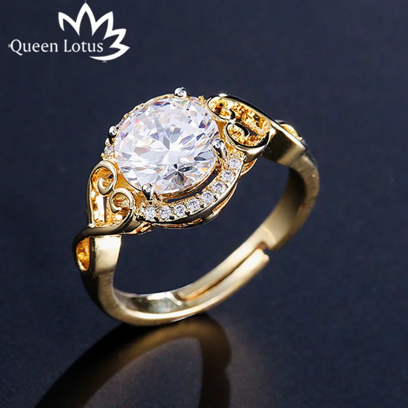 Queen Lotus Fashion Kvinder Ringe Charmerende Luksus Cubic Zirconia Ring Krystal Ringe, Smykker Damer Bryllup/engagement Ring Hot