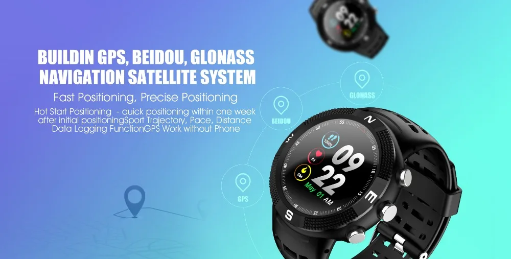 BINSSAW 2019 Nye IP68 Vandtæt GPS Smart Ur F18 farveskærm Store Batteri, Høre Rate Monitor Mænd, Kvinder, Sport Smartwatch+MAX