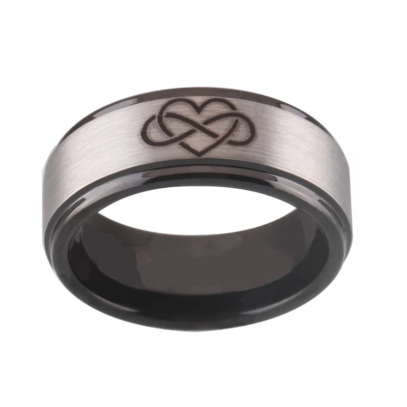 Kvinder Sort Sølv Farve Infinity Hjerte Ring Mænds Engagement Wolfram Party Ring, Mand eller Kvinde, Gift Ring Dropshipping