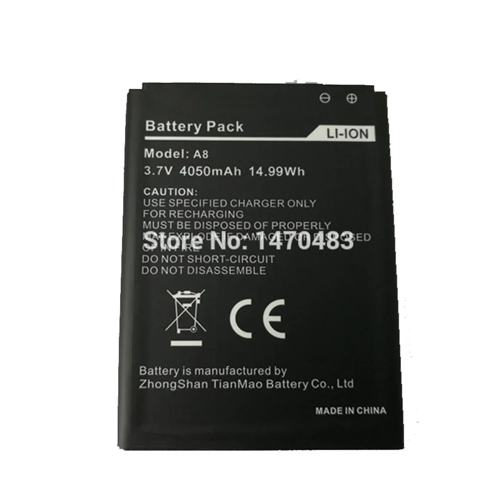 Den oprindelige GENERALFORSAMLING A8 Høj Kapacitet 4050MAH Batteri Rejse Backup Batterier For Mann ZUG 5S Udendørs Smartphone