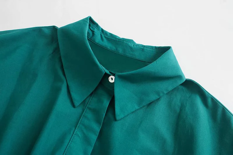 2020 Za Kjole Kvinder Shirt Grøn Midi Kjole Lange ærmer Efteråret Løs Damer Kjoler, som har en elastisk talje Robe Femme