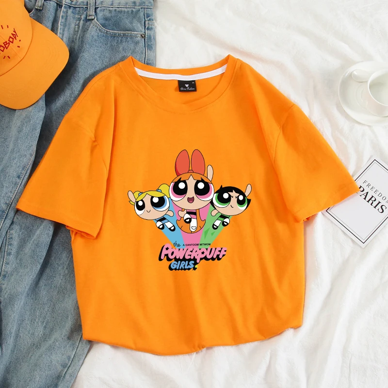 Kawaii buttercup powerpuff æstetiske bellota las chicas udskrivning sjove t-shirt til kvinder top tøj kort ærme t-shirts
