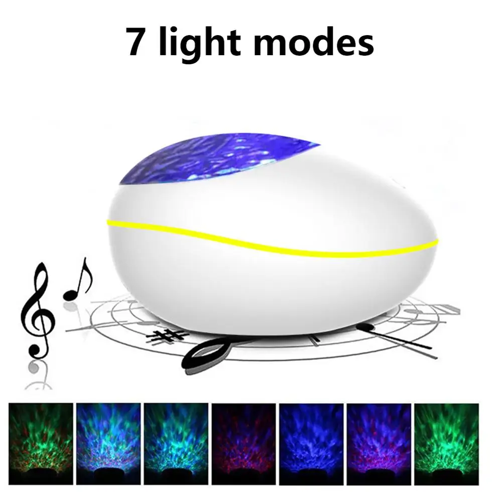 Lucky Sten Ocean Wave Projektor Nat Lampe, Bluetooth Musik Afspiller Fjernbetjening Vand Bølge Farve Led Projektor Til Baby