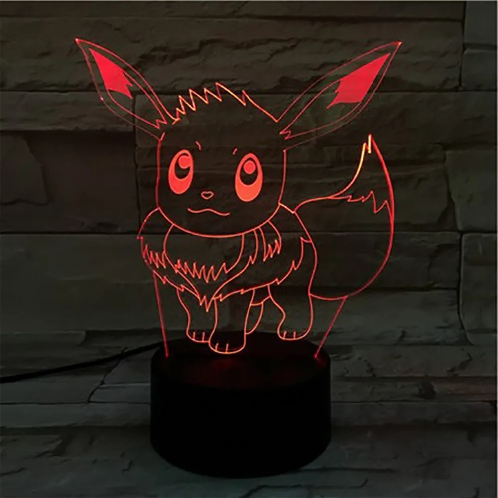 Pokemon Spillene Anime Figur 3D LED Nat Lys Flareon Glaceon Sylveon Jolteon Espeon Umbreon Figur Soveværelse Indretning Lampe Gaver