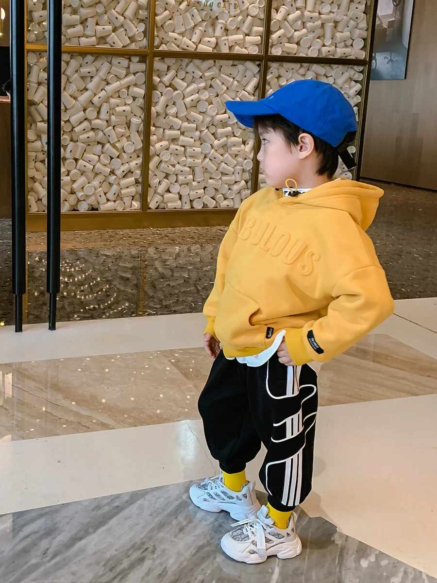 Drenge' Sammensat Et Stykke Fløjl Stribede Joggingbukser 2020 Nye Efterår Store Børn Koreansk-Stil Varm Polstrede Bukser Vinter