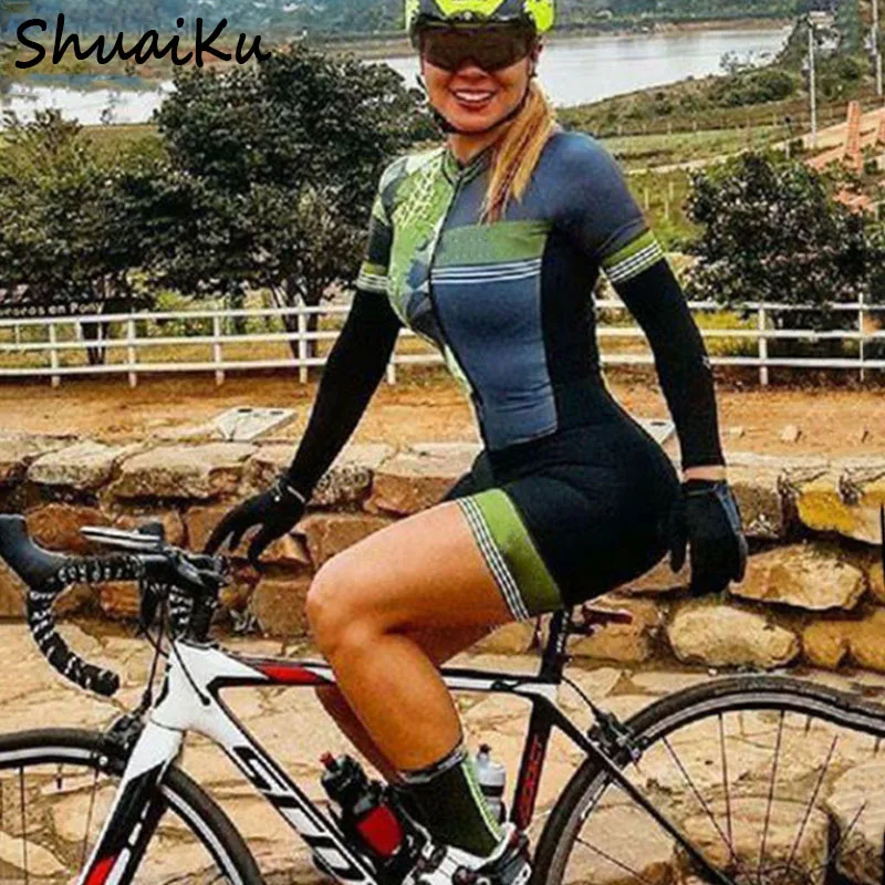 Kvindelige Pro Team Triathlon Ridning Fitness Cykel Tøj Trøje Passer Til Besættelse Udstyr Buksedragt Sweatshirt Hurtig Tør