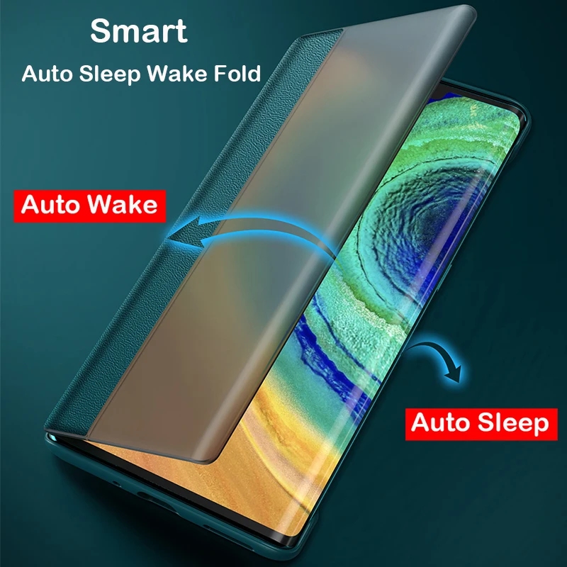 Smart Vindue Klart Se Flip Case Til Huawei Mate 30 Pro Coque Læder Cover Mate 30 Telefonen Tilfælde Glidende Besvare Opkald Auto Søvn