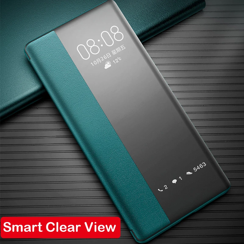 Smart Vindue Klart Se Flip Case Til Huawei Mate 30 Pro Coque Læder Cover Mate 30 Telefonen Tilfælde Glidende Besvare Opkald Auto Søvn