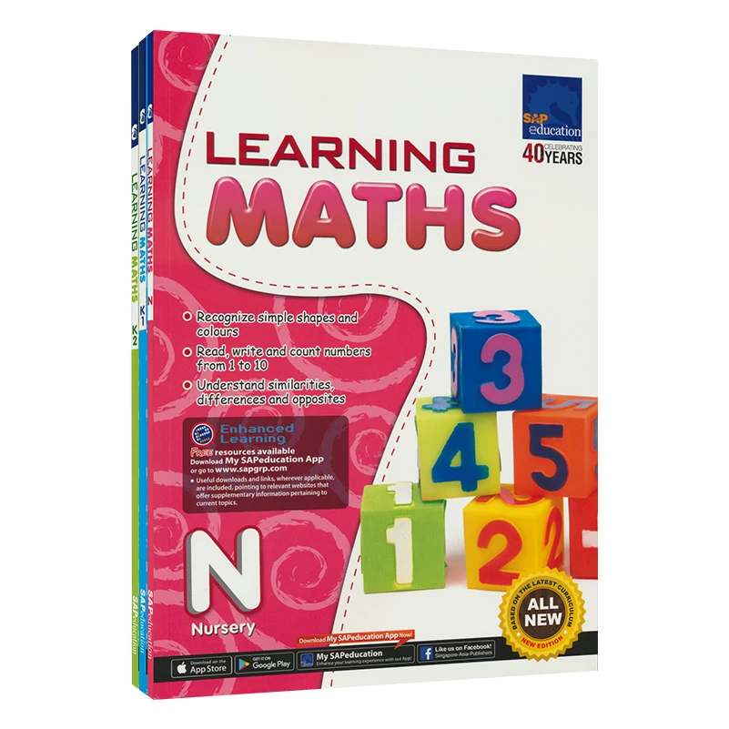 3 Bøger/Set For At Lære Matematik Samling Book N-K2 Børnehave Engelsk Matematiske Problemer Undervisning Bøger
