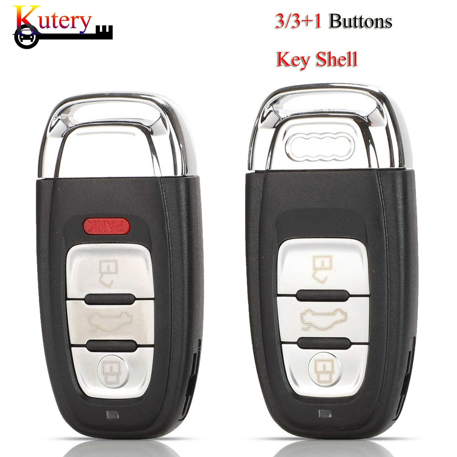 Kutery Keyless Go Remote, Smart Bil Centrale Shell For Audi Q5 A4L A5 A6 A7 A8 RS4 RS5 S4 S5 3/4 Knapper