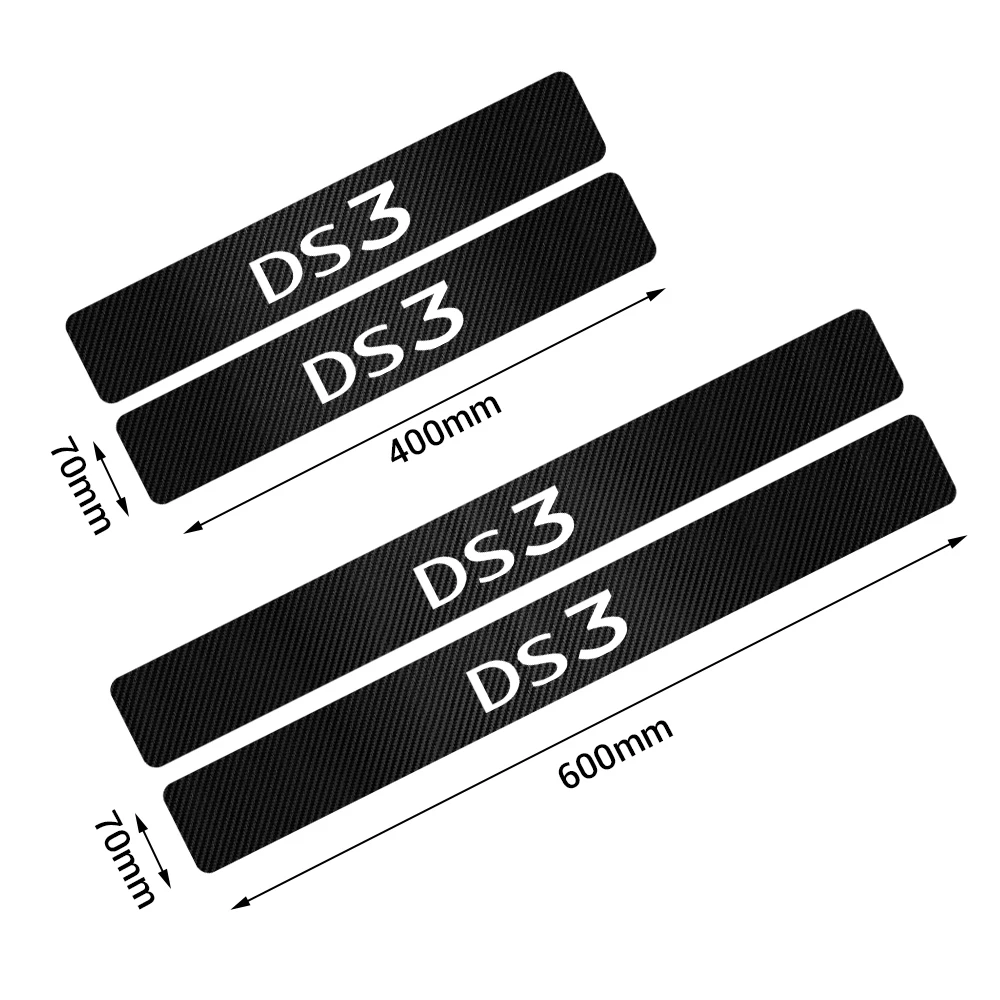 4STK Car-Styling Carbon fiber dørtærskel Protector Klistermærker Modificeret Til for Citroen DS DS3 DS4 DS5 DS 5LS DS7 Tilbehør