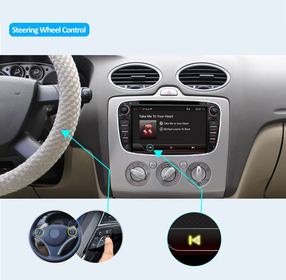 Bosion Car Multimedia afspiller Android 10 GPS 2 Din Autoradio FORD/Focus/Mondeo/S-MAX/C-MAX/Galaxy RAM 4GB ROM 64GB Radio DSP