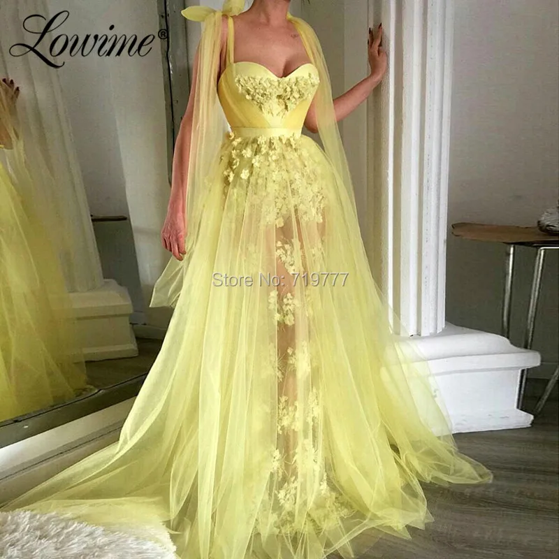 Illusion, Gul Prom Kjoler Applique Party Dress 2019 Abiye Gece Elbisesi Tyl Lange Kjoler Aften Abendkleider Custom Made