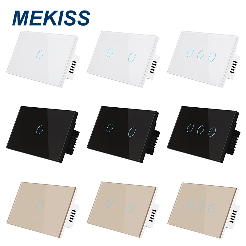 MEKISS OS Touch skifte Hærdet krystal glas Hjem lyskontakten Wall sticker installation metode 1gang2gang3gang AC110V 220V