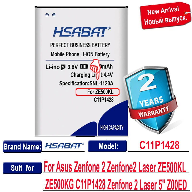 HSABAT 4400mAh C11P1428 Batteri til Asus Zenfone 2 Zenfone2 Laser ZE500KL ZE500KG Zenfone 2 Laser 5