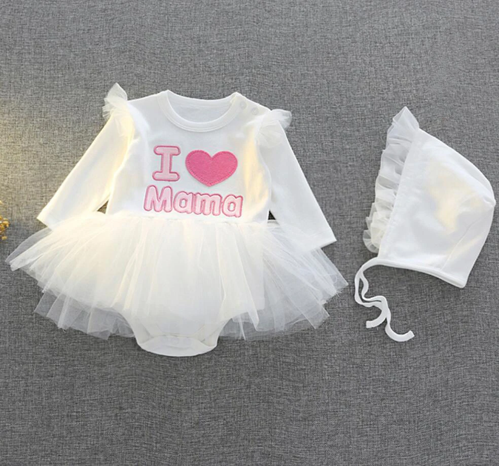 Nyfødte tvillinger babytøj 0-3 m piger bomuld, 6 m, 9 m body & hat baby brusebad gave baby girl party bryllup Tutu kjole outfits