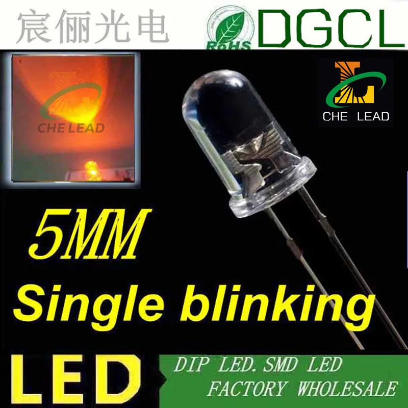 Lilla 1.5 Hz enkelt blinkende dip led Automatisk, blinker led-pærer UV-5mm runde 400-405nm LED DIODE